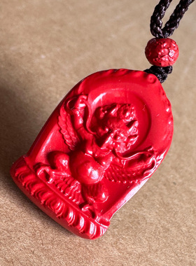 原矿帝王红朱砂雷震子吊坠金翅大鹏雕随身挂件半人半鸟蝉之子礼物