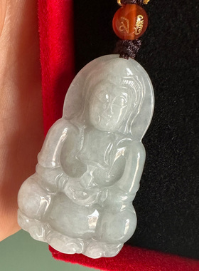 正品玉石翡翠观音吊坠项链 A货玉观音挂件男儿童娃娃孩子菩萨玉佩