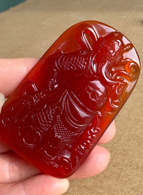 红玛瑙男款霸气提刀站关羽