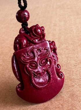 双貔貅真品随身仿古挂坠朱砂