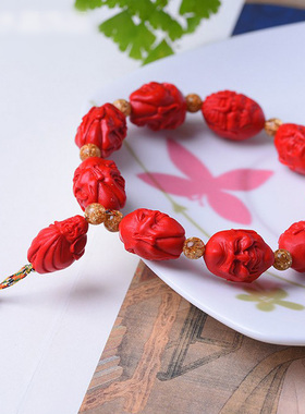 朱砂双面十八罗汉头手串项链项坠男女佛像情侣款怪罗汉降龙礼物