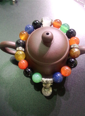 时尚风玉髓多色配饰单圈手链