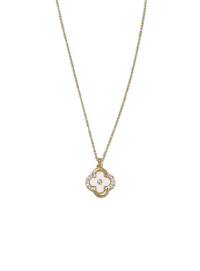 小众时尚气质百搭贝母四叶花吊坠项链女个性轻奢高级感锁骨链批发