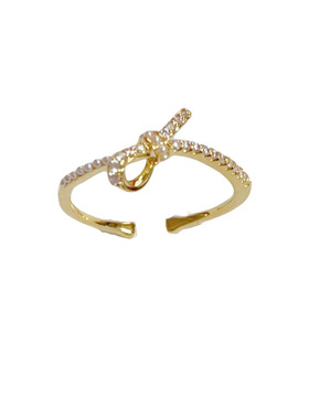小众时尚设计感锆石打结开口戒女气质简约轻奢百搭高级食指戒批发