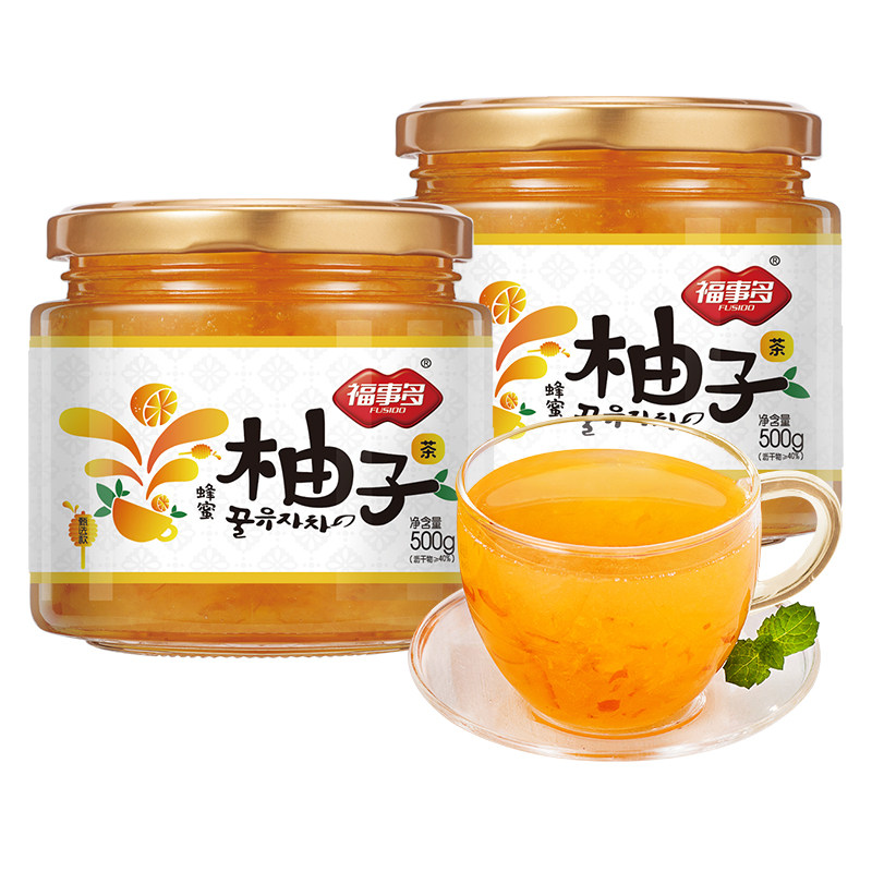 福事多柚子茶柠檬百香果茶罐装果酱 福事多蜂蜜果味茶