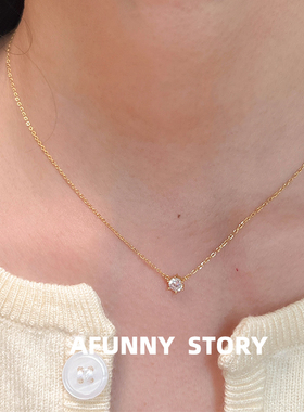 锆石S925银鼻屎钻项链