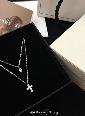 「mini十字架」A Funny Story小众百搭叠戴双层s925银锁骨链项链