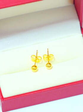 节日礼物光面小圆球越南沙金耳环