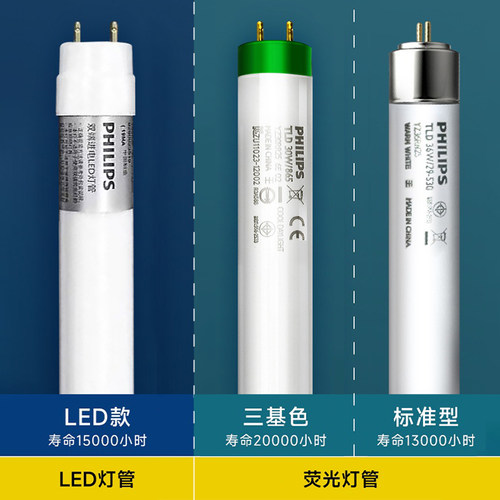 飞利浦LED三基色36w灯管865长条家用日光老式18瓦一体化T5电杠T8 - 图0