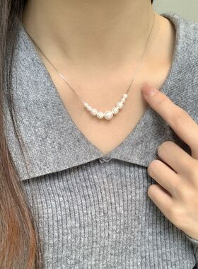 s925纯银圆珠项链女轻奢复古气质小众设计简约时尚百搭锁骨链潮流