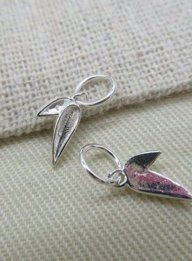 2023年新款S925纯银挂件鱼尾叶子项链手链小吊坠银饰手工diy配件