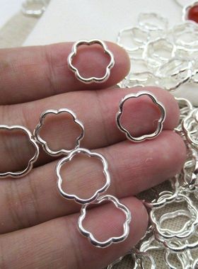 s925纯银串珠配件梅花DIY耳饰品闭口圈隔珠手链项链手串配件