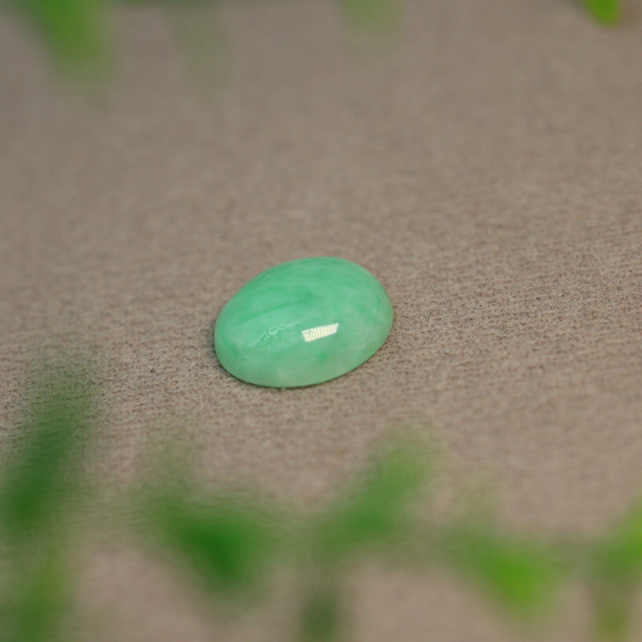Full green Myanmar natural A-grade jade oval egg noodles