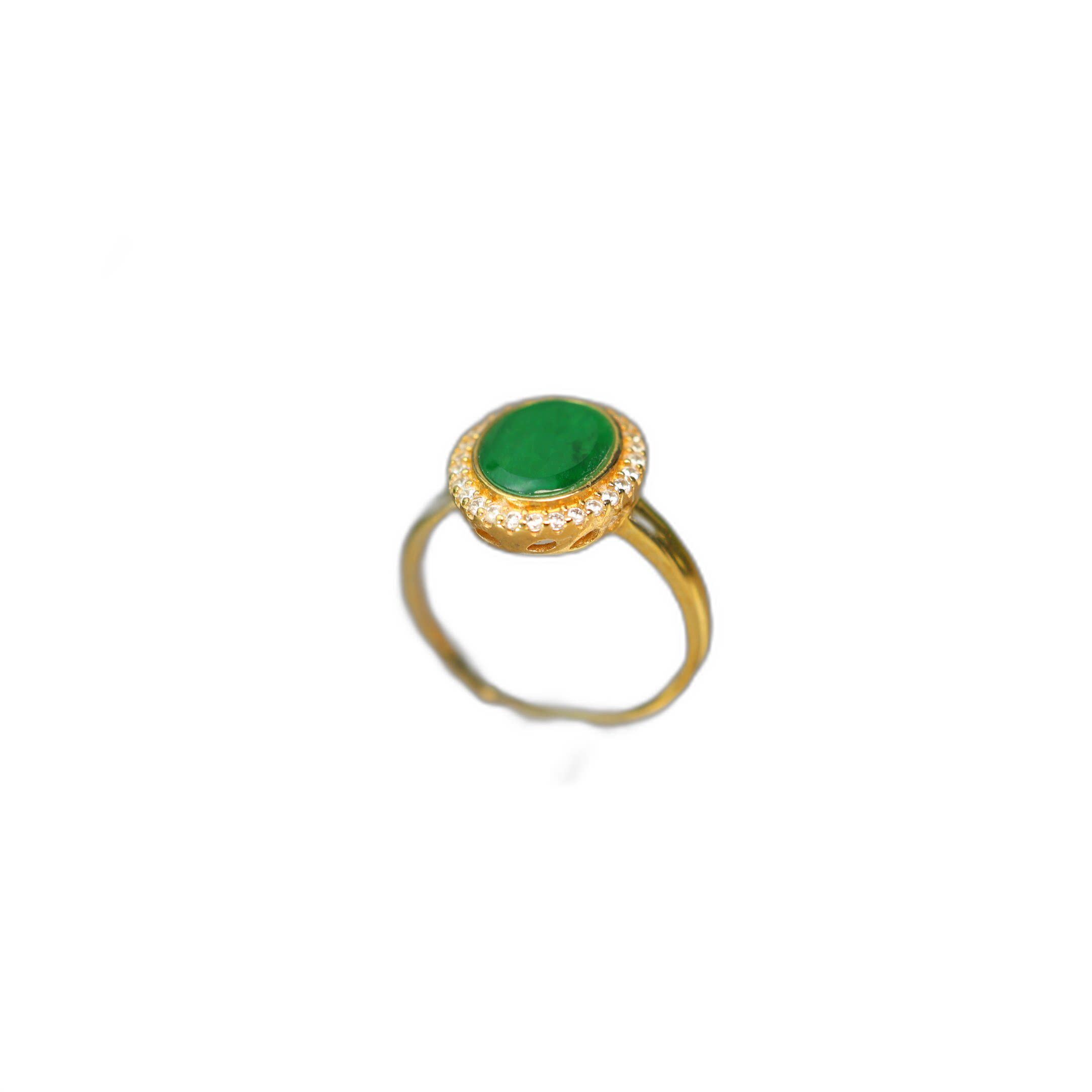 Myanmar natural grade A jadeite oval cabochon ring