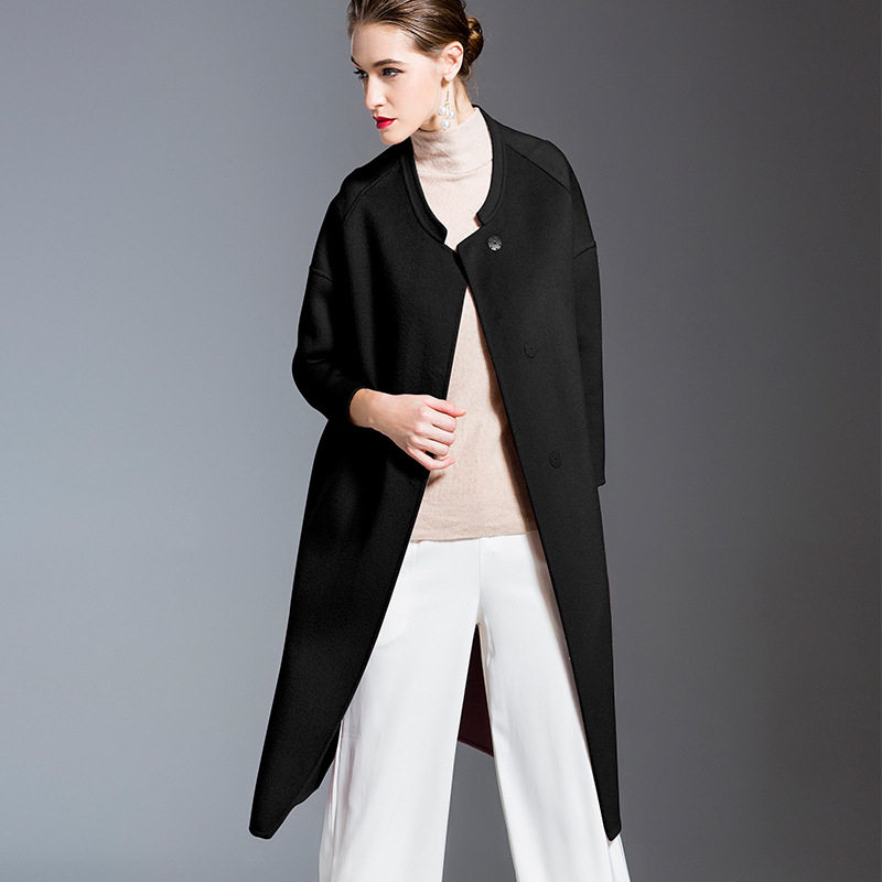 2025秋冬欧美新款羊绒大衣单排扣小立领双面呢大衣羊毛呢子外套女,淘宝优惠券,粉丝福利购,淘宝优惠卷