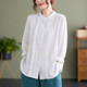 Plus size fat girl stand collar white shirt with earrings for women