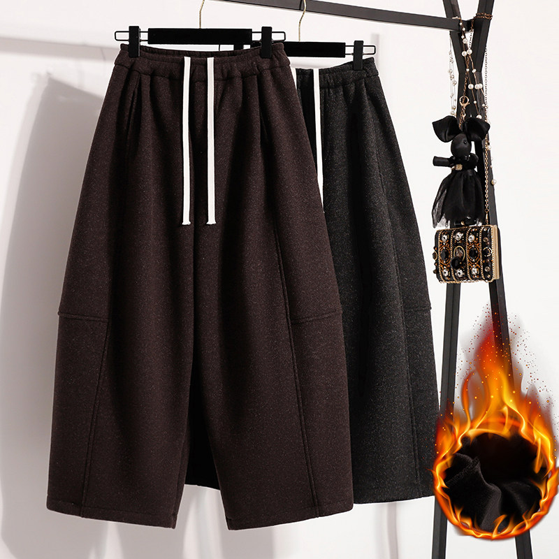 大码加绒加厚毛呢阔腿裤女冬季宽松慵懒松弛感裤子休闲九分弯刀裤,淘宝优惠券,粉丝福利购,淘宝优惠卷