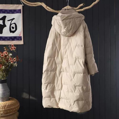2024冬季新款大码宽松胖MM轻薄羽绒棉服女长款过膝棉衣连帽外套潮 - 图2