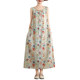 Women's cotton and linen sleeveless holiday sundress floral dress