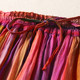 Summer retro versatile double-layer ramie skirt makes you look slim and versatile elastic waist rainbow striped A-line long skirt