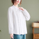 Plus size fat girl stand collar white shirt with earrings for women