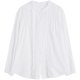 Plus size fat girl stand collar white shirt with earrings for women