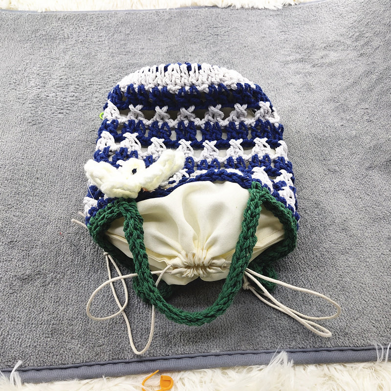 撞色可爱花朵手提包手工diy钩针拼色小雏菊编织水桶包材料包成品,淘宝优惠券,粉丝福利购,淘宝优惠卷