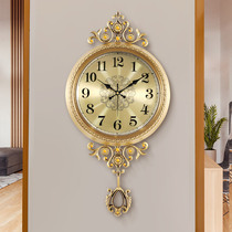 Eurostyle pure brass hanging clock living room home fashion atmospheric clock hanging wall light extravagant to represent a luxury upscale clock