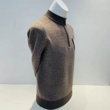 Shanghai Golden Rabbit 100% Cashmere Sweater ຫນາພິເສດອົບອຸ່ນຜູ້ຊາຍເຄິ່ງ Turtle Collar Zipper Sweater ອາຍຸກາງແລະຜູ້ສູງອາຍຸພໍ່ເທິງ