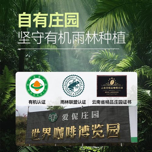 爱伲有机雨林认证云南普洱小粒黑咖啡深度中度挂耳0蔗糖包邮100g - 图0