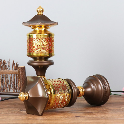 佛前供灯长明灯led家用铜合金供佛灯插电招财神灯佛堂神社灯一对