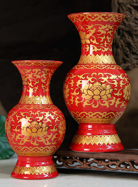 陶瓷莲花供佛插花瓶组合