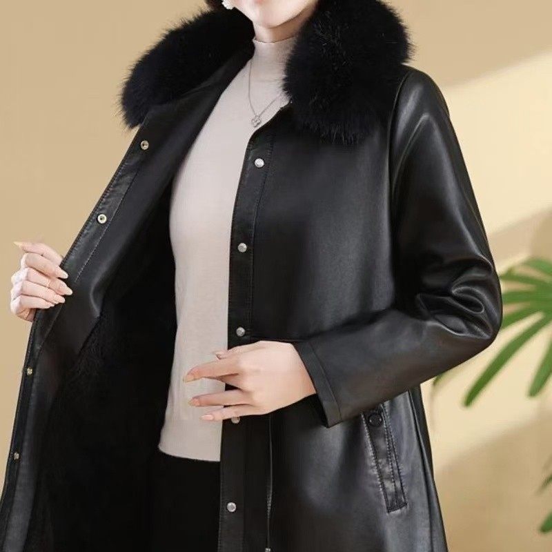 加绒加厚皮衣外套女2025冬季新款中长款秋冬PU皮毛一体皮风衣大衣,淘宝优惠券,粉丝福利购,淘宝优惠卷