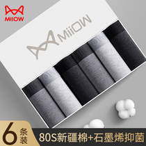 Cat mens underwear boys pure cotton four-corner underpants antibacterial and breathable summer large yard flat corner short pants head men s