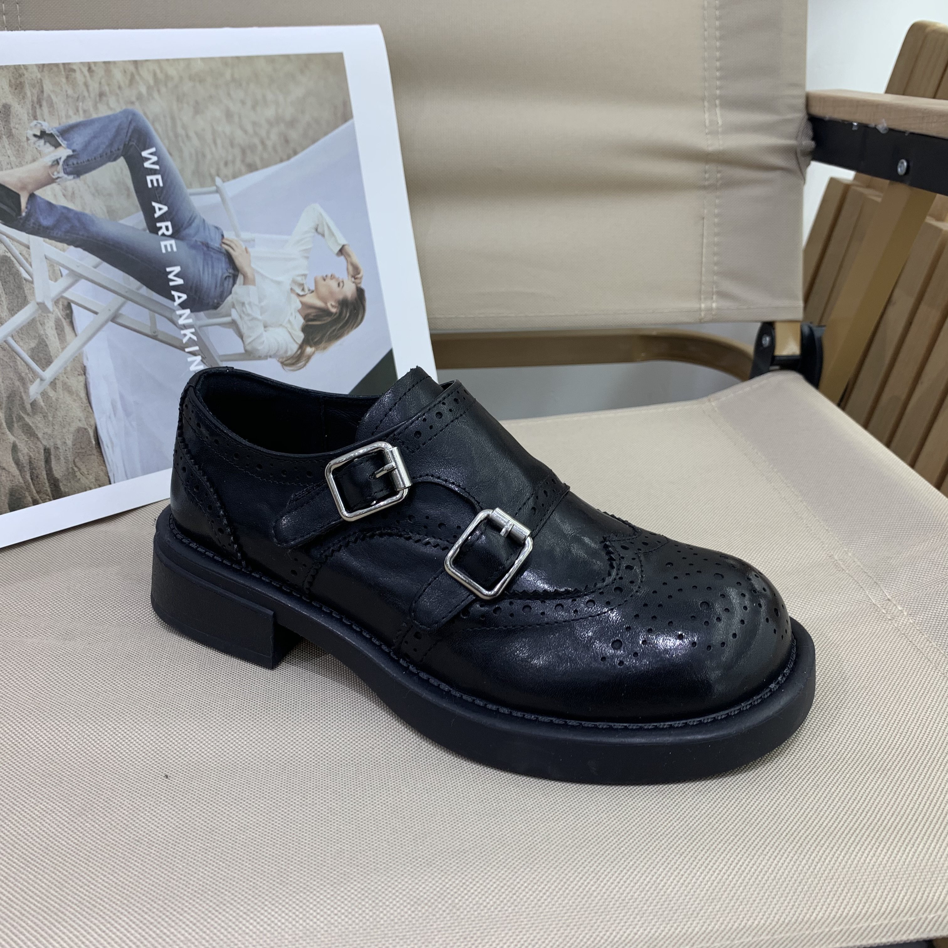 真皮英伦风布洛克雕花复古小皮鞋女2026春季新款圆头厚底乐福鞋,淘宝优惠券,粉丝福利购,淘宝优惠卷