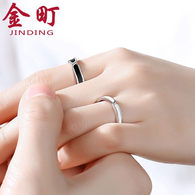 情侣女ins潮纯银一对男士款对戒指 金町戒指/指环