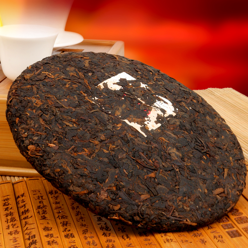 天助我也茶叶旗舰店普洱茶熟茶饼云南茶砖黑茶陈年普洱茶叶七子茶饼357克礼盒装散茶1