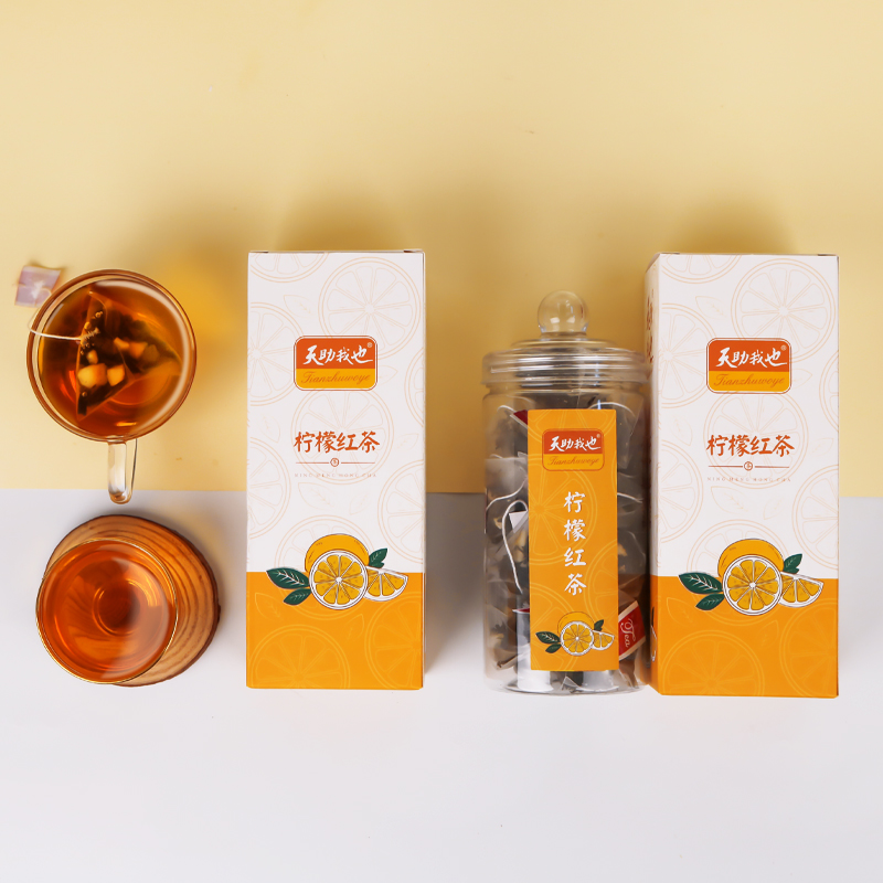 天助我也茶叶旗舰店买1送1共40包柠檬红茶茶包三角袋泡茶叶柠檬片茶茶红茶奶茶店专用1