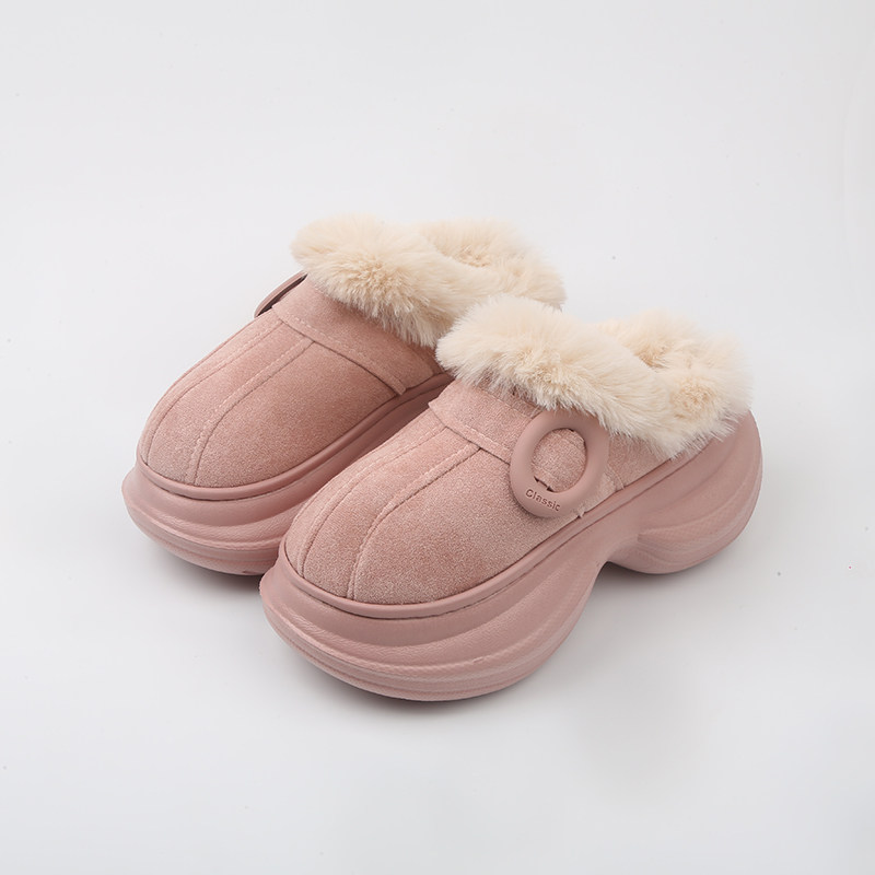 SUNNY COLOR厚底增高毛毛拖鞋女冬季室内外穿加绒保暖包头棉拖鞋,淘宝优惠券,粉丝福利购,淘宝优惠卷