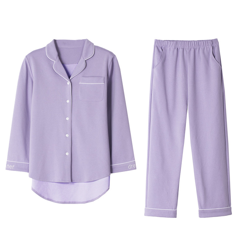 女春秋冬纯棉休闲开衫长袖长裤睡衣 kerener可人儿睡衣/家居服套装