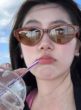 新款豹纹防紫外线猫眼太阳镜