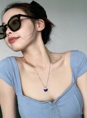 潮人墨镜橘黄色jennie网红同款