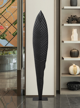 现代简约木雕大堂玄关落地摆件