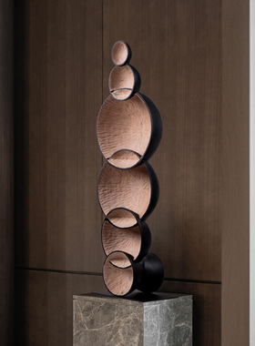 酒店大堂抽象实木雕塑艺术摆件