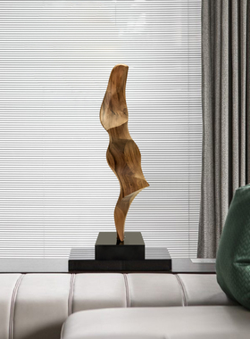 样板间玄关抽象实木雕塑装饰摆件