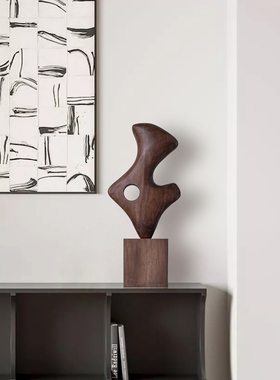 抽象艺术木雕客厅玄关装饰摆件