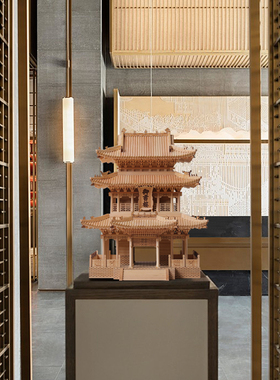 新中式仿古建筑模型玄关装饰摆件