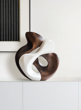 酒店样板间玄关艺术实木雕塑摆件