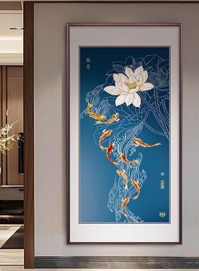 玄关入户客厅新中式牡丹花装饰画