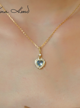 KNA珂娜海蓝之心纯银吊坠项链